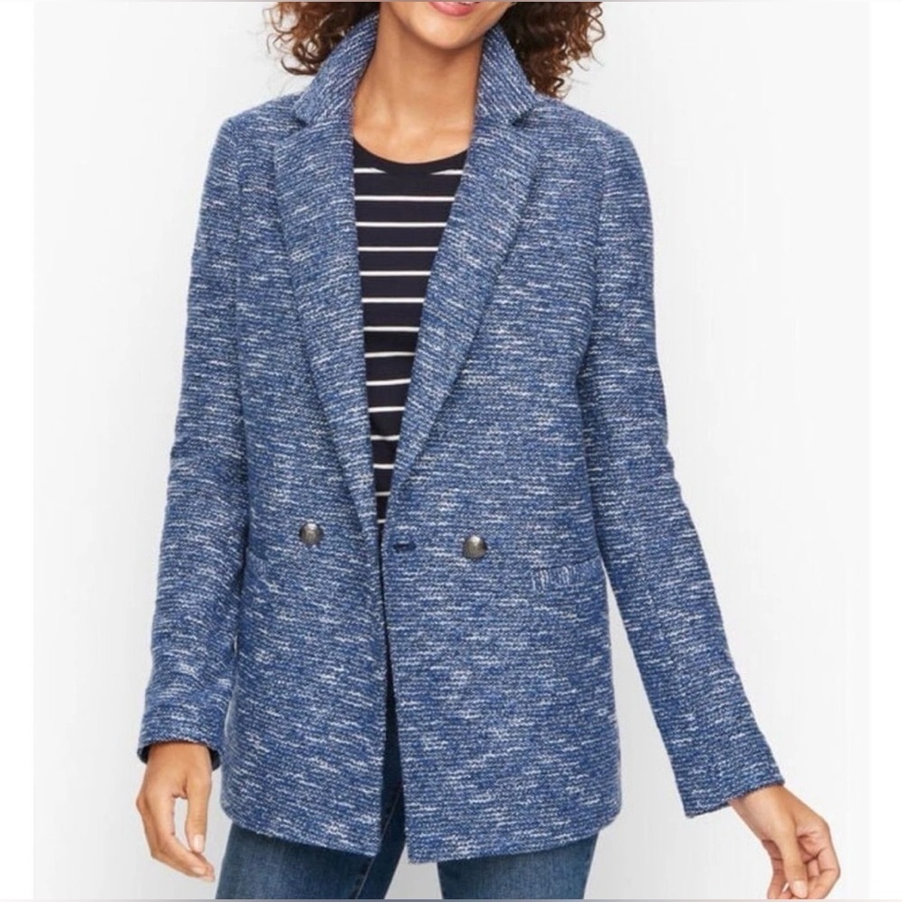 Talbots Luxe Cotton Tweed Double-Breasted Blazer Size 16‎